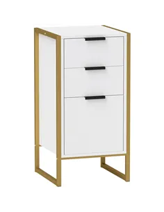 HOMCOM Bedroom Chest of Drawers, Industrial 3-Drawer Dresser, Storage Drawers Unit with Metal Frame for Living Room, White