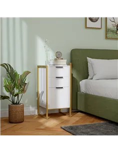HOMCOM Bedroom Chest of Drawers, Industrial 3-Drawer Dresser, Storage Drawers Unit with Metal Frame for Living Room, White 2