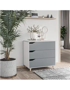 HOMCOM Drawer Chest, 3-Drawer Storage Cabinet Unit with Pine Wood Legs for Bedroom, Living Room, 75cmx42cmx75cm, Grey 2