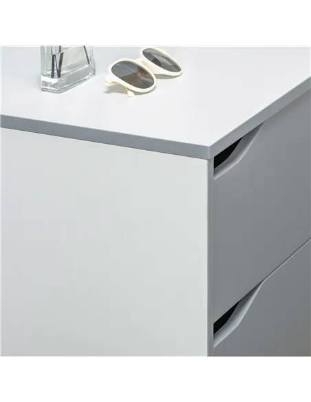 HOMCOM Drawer Chest, 3-Drawer Storage Cabinet Unit with Pine Wood Legs for Bedroom, Living Room, 75cmx42cmx75cm, Grey