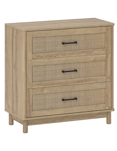 HOMCOM 76 cm Wide Drawer Chest of Drawers with 3 Drawer - Oak