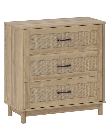 HOMCOM 76 cm Wide Drawer Chest of Drawers with 3 Drawer - Oak