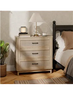 HOMCOM 76 cm Wide Drawer Chest of Drawers with 3 Drawer - Oak 2