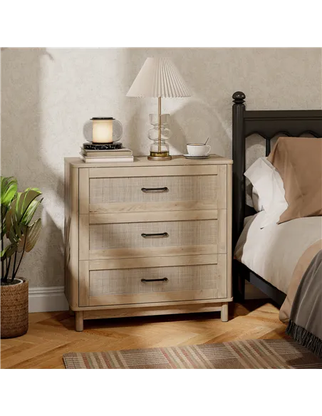 HOMCOM 76 cm Wide Drawer Chest of Drawers with 3 Drawer - Oak