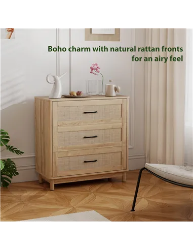 HOMCOM 76 cm Wide Drawer Chest of Drawers with 3 Drawer - Oak