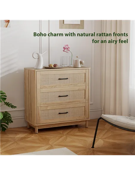 HOMCOM 76 cm Wide Drawer Chest of Drawers with 3 Drawer - Oak