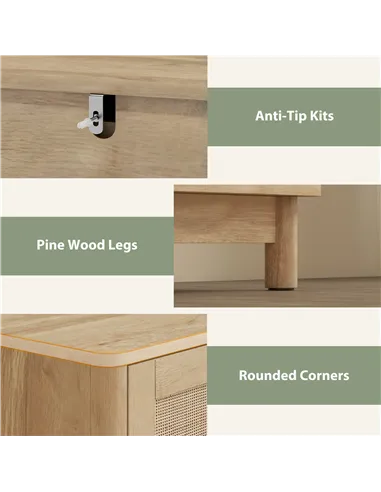 HOMCOM 76 cm Wide Drawer Chest of Drawers with 3 Drawer - Oak