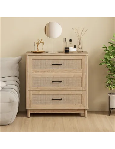 HOMCOM 76 cm Wide Drawer Chest of Drawers with 3 Drawer - Oak
