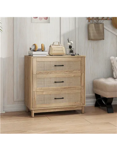 HOMCOM 76 cm Wide Drawer Chest of Drawers with 3 Drawer - Oak