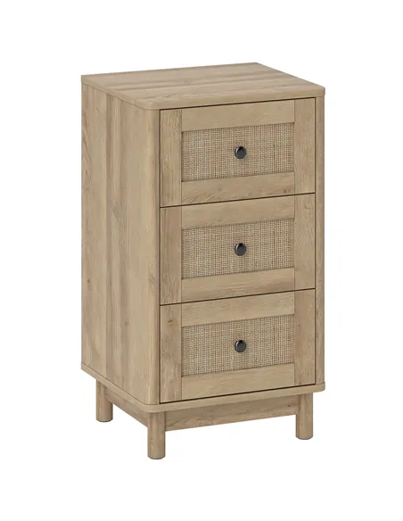 HOMCOM 40 cm Drawer Chest of Drawers with 3 Drawer - Oak