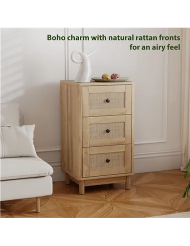 HOMCOM 40 cm Drawer Chest of Drawers with 3 Drawer - Oak