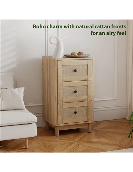 HOMCOM 40 cm Drawer Chest of Drawers with 3 Drawer - Oak