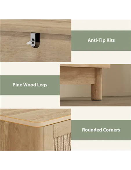 HOMCOM 40 cm Drawer Chest of Drawers with 3 Drawer - Oak