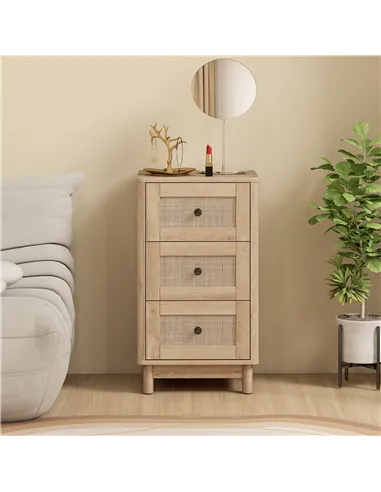 HOMCOM 40 cm Drawer Chest of Drawers with 3 Drawer - Oak