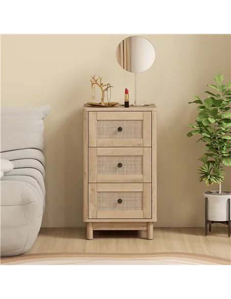 HOMCOM 40 cm Drawer Chest of Drawers with 3 Drawer - Oak