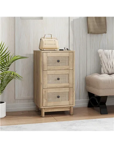 HOMCOM 40 cm Drawer Chest of Drawers with 3 Drawer - Oak