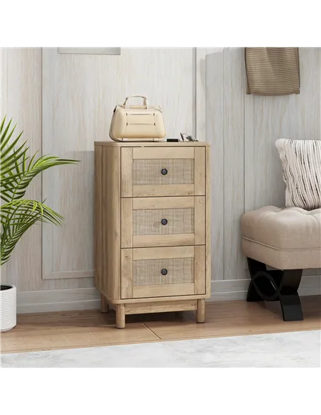 HOMCOM 40 cm Drawer Chest of Drawers with 3 Drawer - Oak