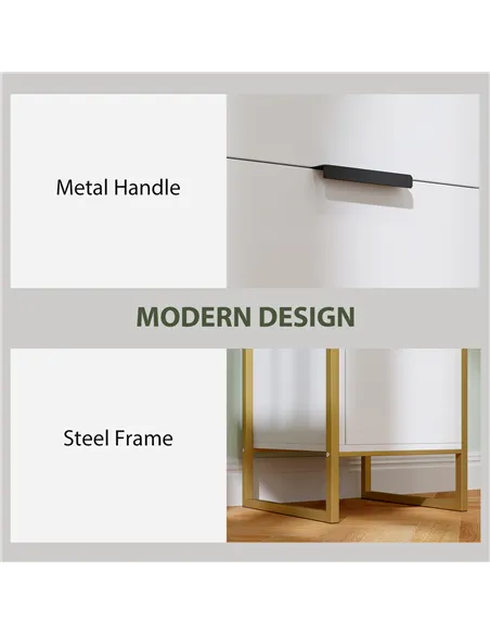 HOMCOM Bedroom Chest of Drawers, Industrial 3-Drawer Dresser, Storage Drawers Unit with Metal Frame for Living Room, White