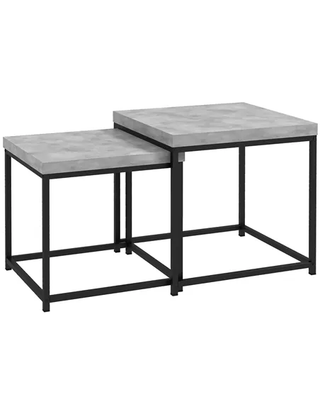 HOMCOM Coffee Table Set of 2, Nest of Tables with 3.5cm Thick Tabletop, Grey