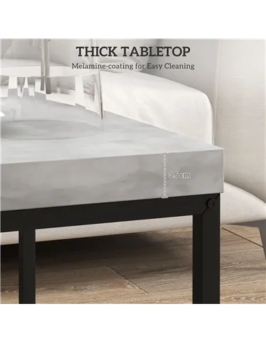 HOMCOM Coffee Table Set of 2, Nest of Tables with 3.5cm Thick Tabletop, Grey