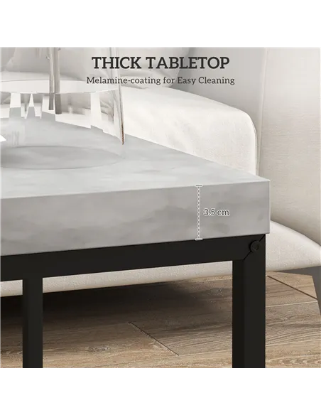 HOMCOM Coffee Table Set of 2, Nest of Tables with 3.5cm Thick Tabletop, Grey