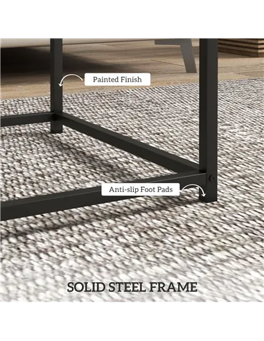 HOMCOM Coffee Table Set of 2, Nest of Tables with 3.5cm Thick Tabletop, Grey