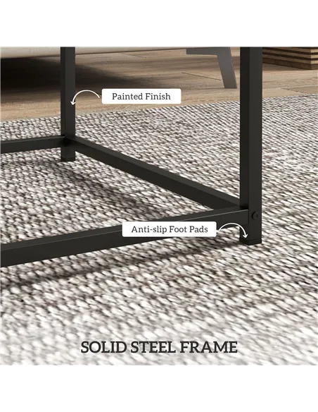 HOMCOM Coffee Table Set of 2, Nest of Tables with 3.5cm Thick Tabletop, Grey