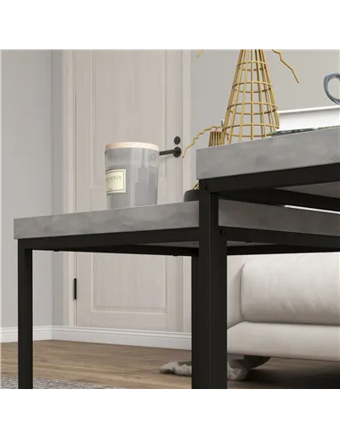 HOMCOM Coffee Table Set of 2, Nest of Tables with 3.5cm Thick Tabletop, Grey