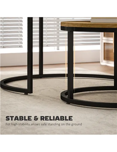 HOMCOM Set of Two Wood-Effect Stacking Tables - Brown