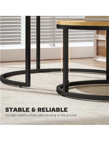 HOMCOM Set of Two Wood-Effect Stacking Tables - Natural