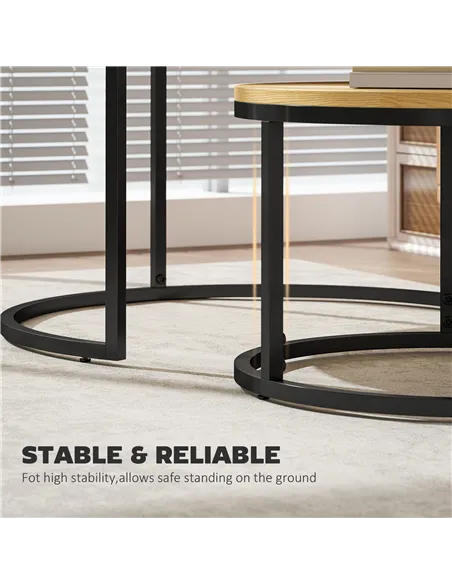 HOMCOM Set of Two Wood-Effect Stacking Tables - Natural