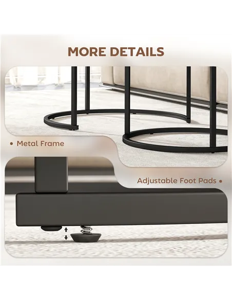 HOMCOM Coffee Table Set of 2, Round Nest of Tables with Metal Frame, Modern Side Tables for Living Room, Rustic Brown