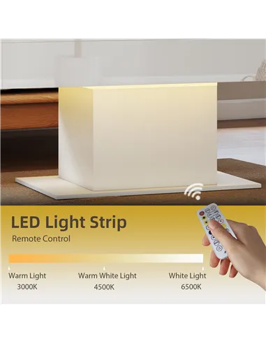 HOMCOM Extendable Coffee Table with LED Lights and Storage - High Gloss White