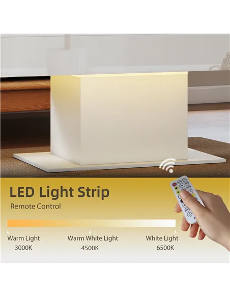 HOMCOM Extendable Coffee Table with LED Lights and Storage - High Gloss White