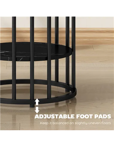 HOMCOM Set of Two Marble-Effect Coffee Tables - Black