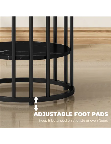 HOMCOM Set of Two Marble-Effect Coffee Tables - Black