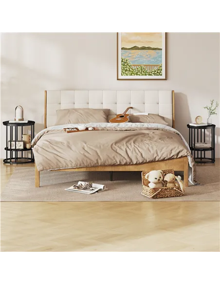 HOMCOM Set of Two Marble-Effect Coffee Tables - Black