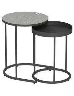 HOMCOM Set of Two Industrial Nesting Tables - Grey