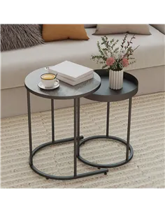 HOMCOM Set of Two Industrial Nesting Tables - Grey 2