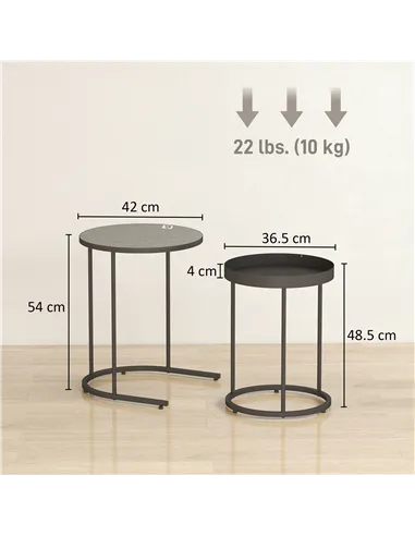 HOMCOM Set of Two Industrial Nesting Tables - Grey