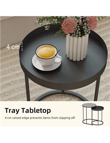 HOMCOM Set of Two Industrial Nesting Tables - Grey