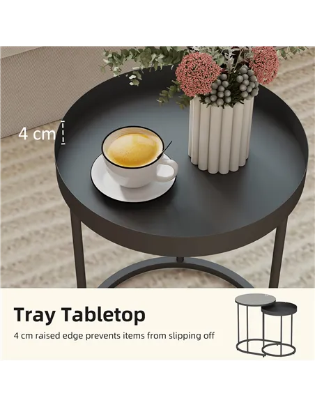 HOMCOM Set of Two Industrial Nesting Tables - Grey