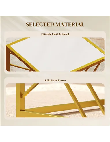 HOMCOM Nesting Coffee Tables, Set of 3 Square Side Tables with Black Metal Frame, for Living Room, Bedroom and Office, White