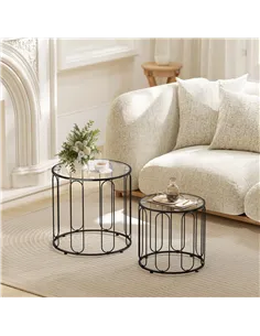 HOMCOM Elliptical Cut-Out Nesting Tables - Black 2