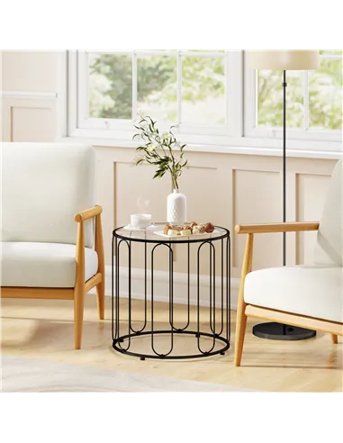 HOMCOM Elliptical Cut-Out Nesting Tables - Black