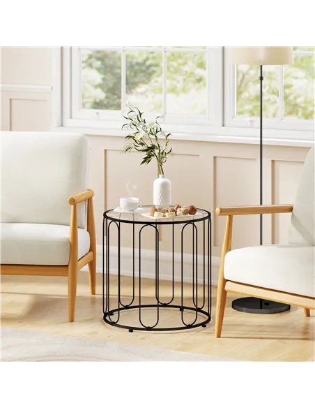 HOMCOM Elliptical Cut-Out Nesting Tables - Black