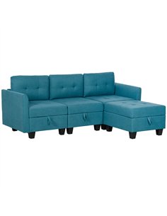 HOMCOM 'L' Shape Modular Sofa, with Storage - Light Blue