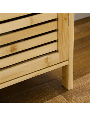 HOMCOM Rustic Shoe Cabinet, 3 Door Shoe Storage Cabinet with 8 Shelves, Natural Wood Finish