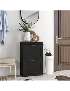 HOMCOM Two-Drawer Minimalistic 10-Shoe Cabinet - Black 2