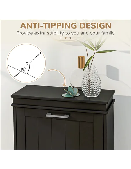 HOMCOM Two-Drawer Minimalistic 10-Shoe Cabinet - Black